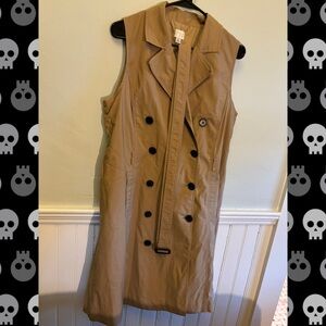 A New Day XL Sleeveless Trench Coat | Belted Khaki Duster Vest